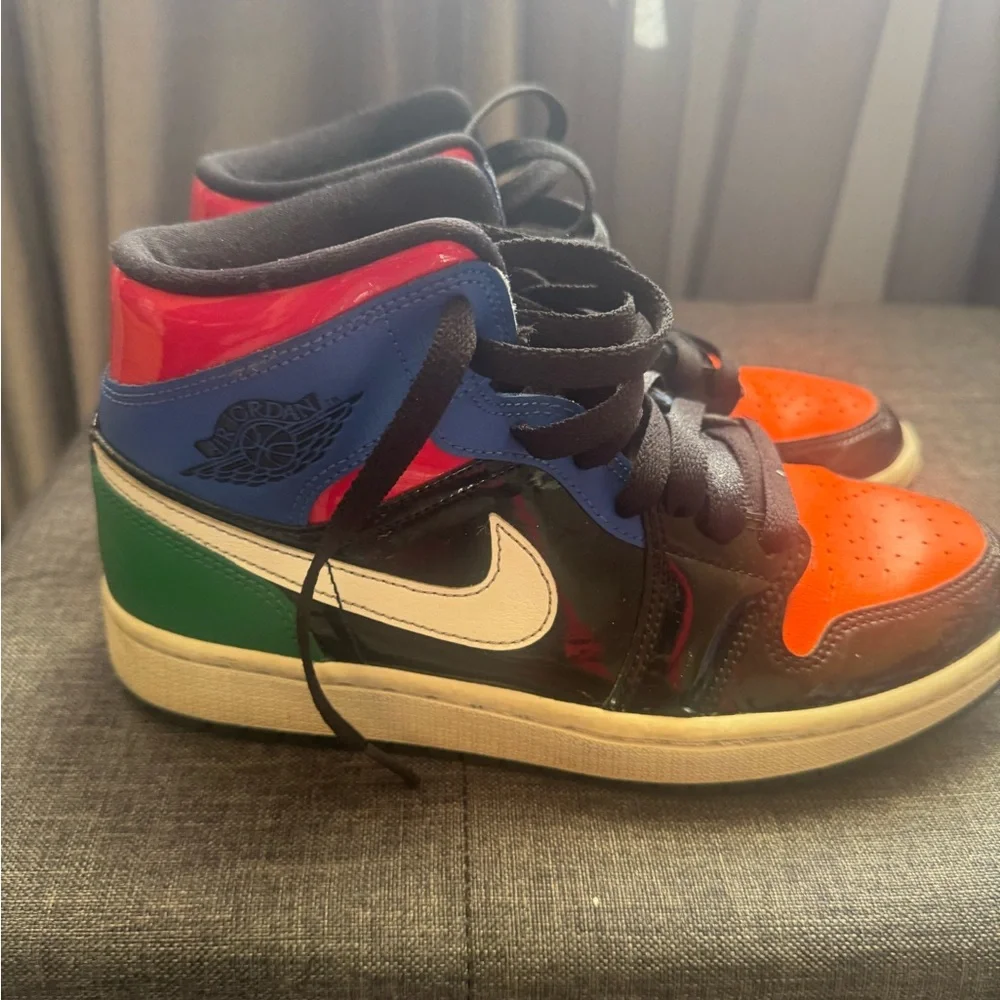 Jordan Black and Orange High-Top Sneakers - Picture 3 of 4